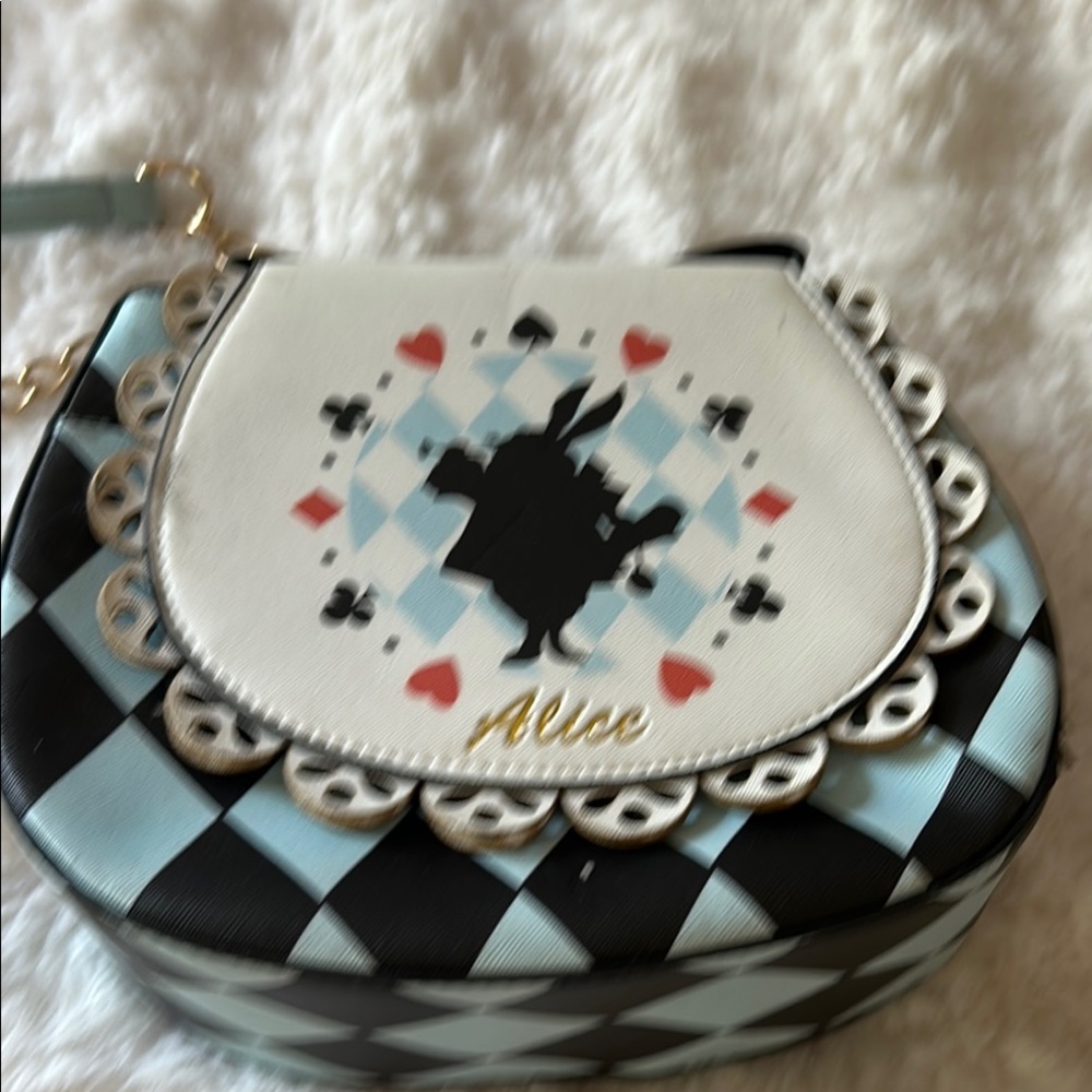 Blue and Black Checkered Women's Bag